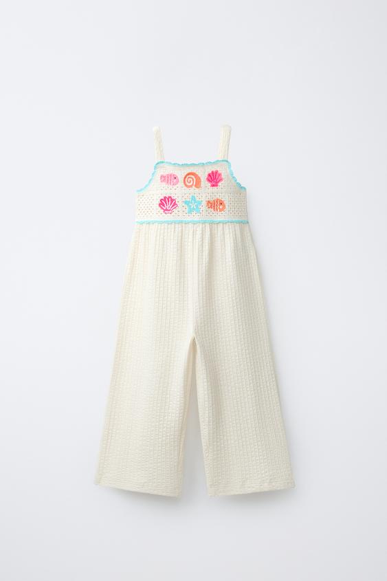 EMBROIDERED JUMPSUIT - Light turquoise by Zara - Image 0