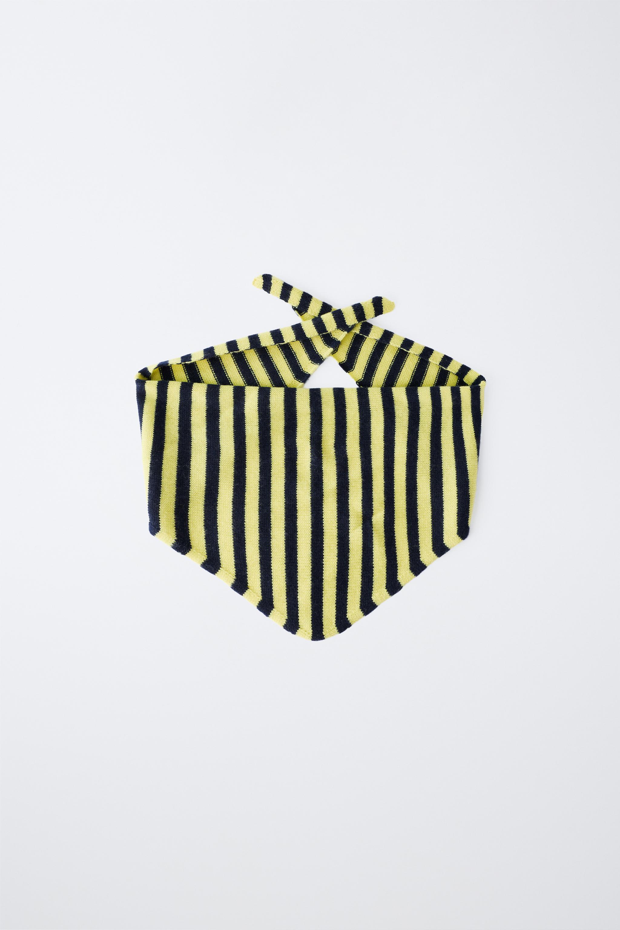 STRIPED 100% CASHMERE SCARF — Yellow