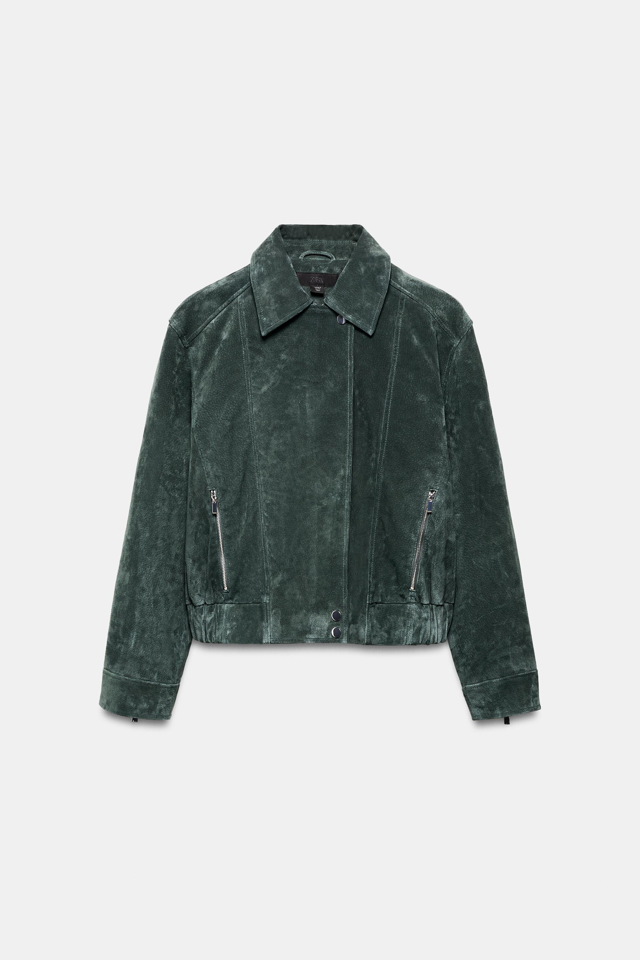 100% レザー スエードジャケット - カーキ | ZARA Japan / 日本