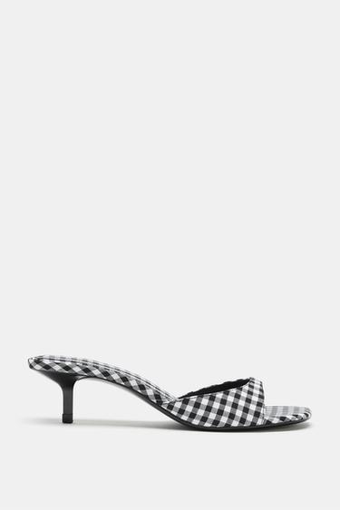 GINGHAM PRINT HEELED SANDALS - Multicoloured by Zara