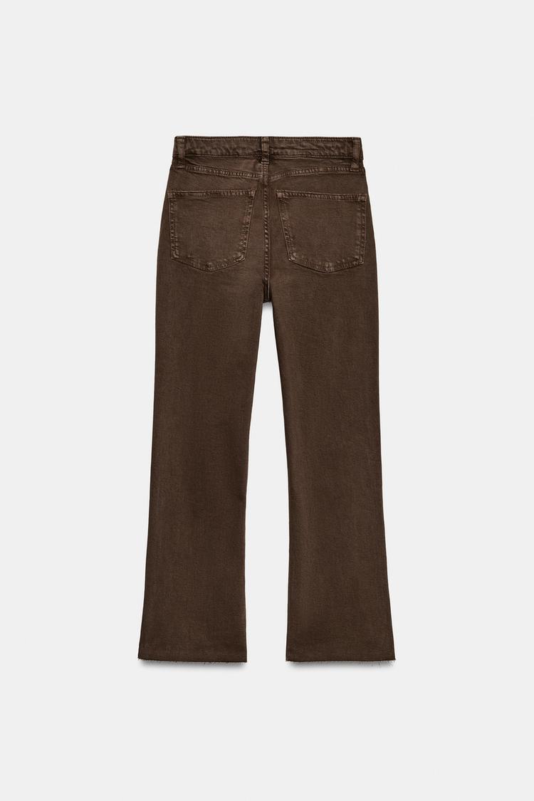 Jeans acampanados de talle alto y corte cropped con lunares TRF 8