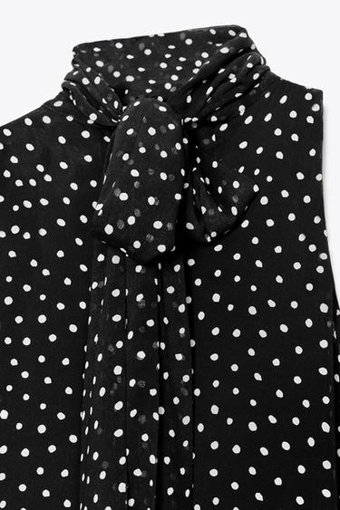ZW COLLECTION HALTER POLKA DOT DRESS - Black / White by Zara - Image 9