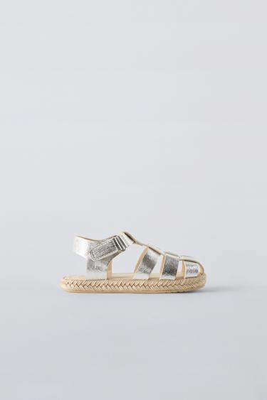 SANDÁLIA COM TIRAS DE JUTA - Prata da Zara