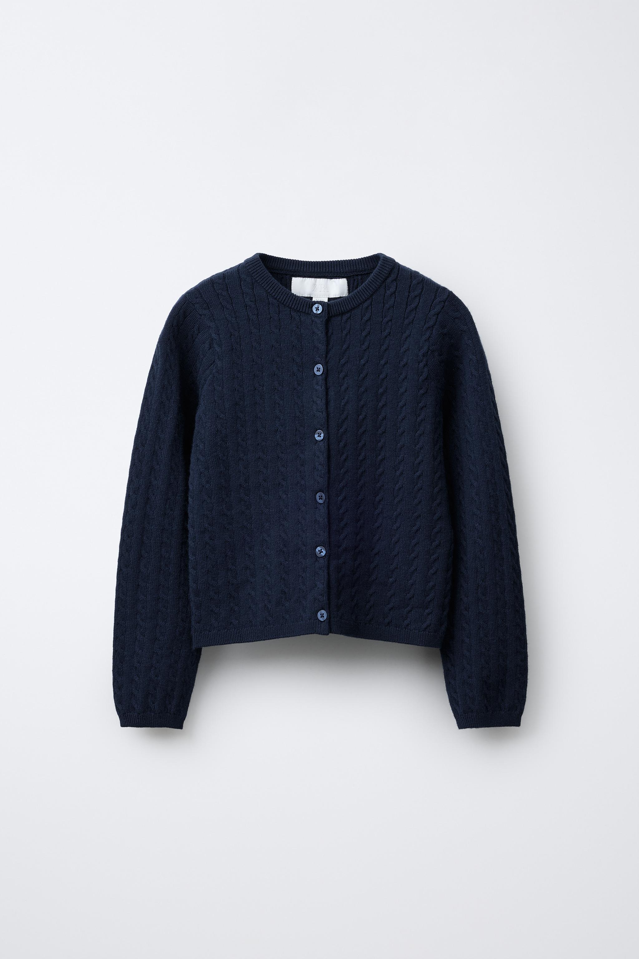 CABLE KNIT CARDIGAN - Navy blue | ZARA United States