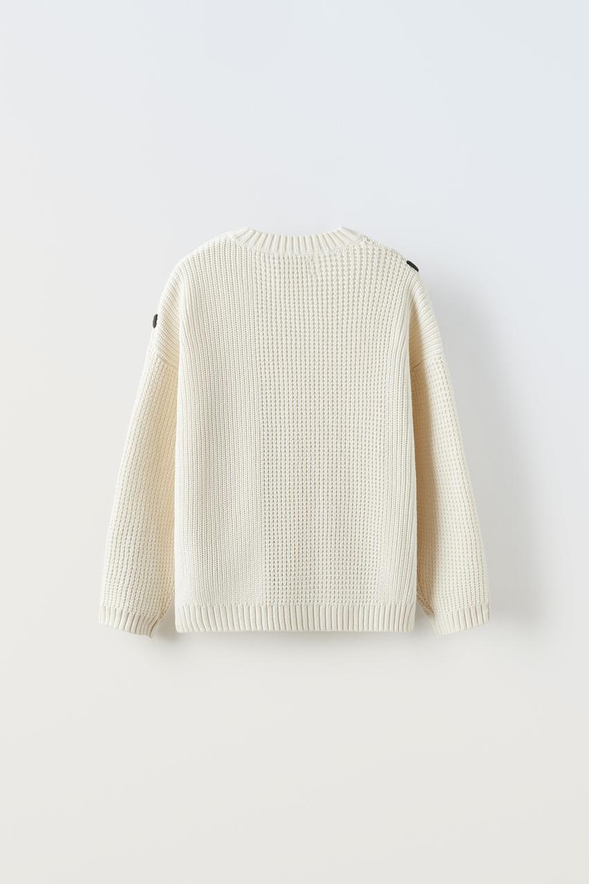 CONTRAST DETAIL SWEATER - Ecru