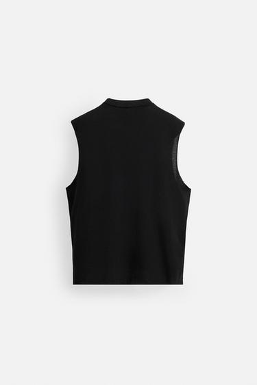 Zara IRREGULAR KNIT TANK TOP - Black