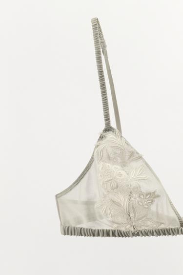 LACE TRIANGLE BRA - Grey by Zara - Image 6