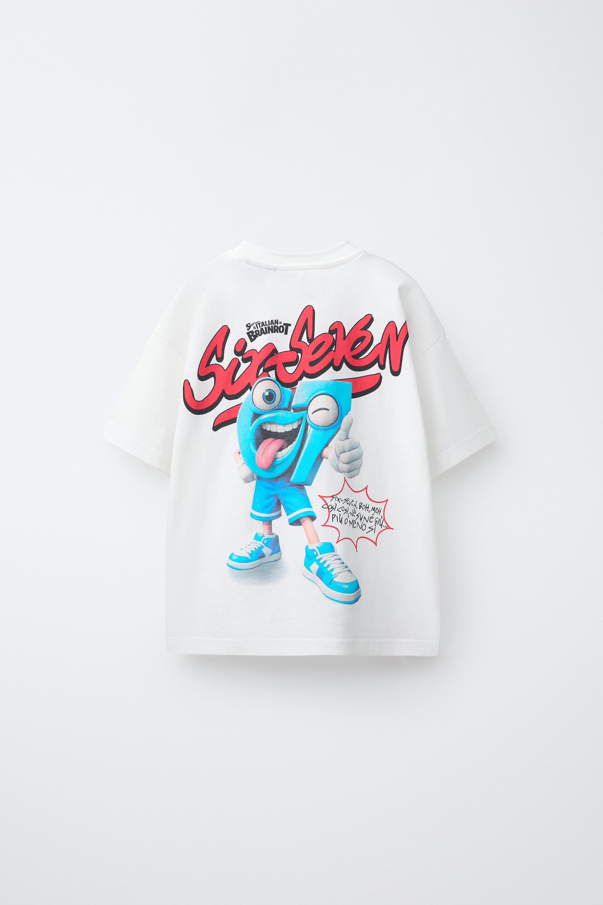 Детские футболки Zara SIX SEVEN SKIFIDOL ITALIAN BRAINROT™ PRINTED T-SHIRT — фото 2
