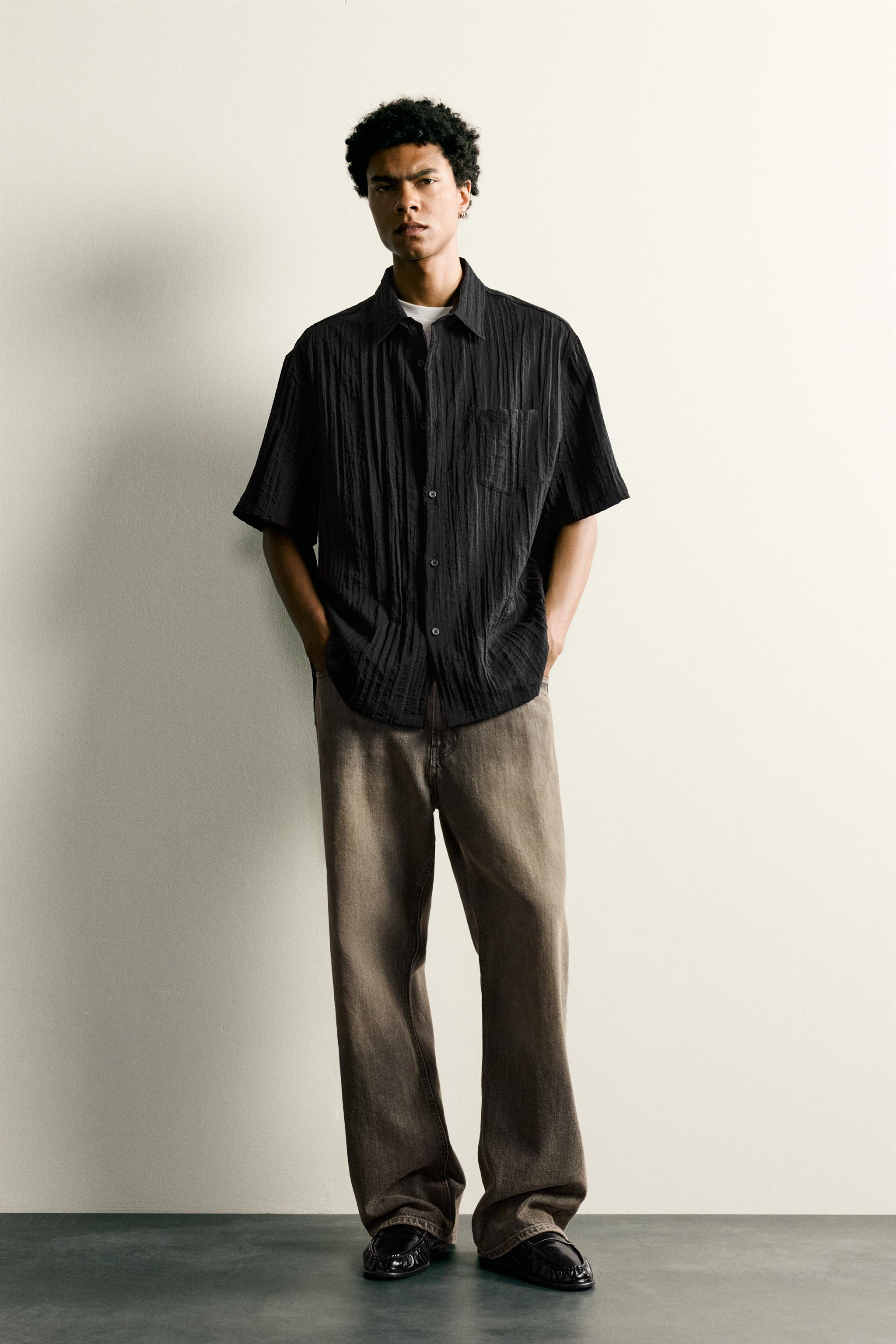 テクスチャー リラックスフィットシャツ - ブルー | ZARA Japan / 日本