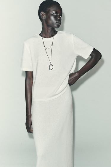 CUT-OUT KNIT MIDI SKIRT - Mid-ecru by Zara - Image 2