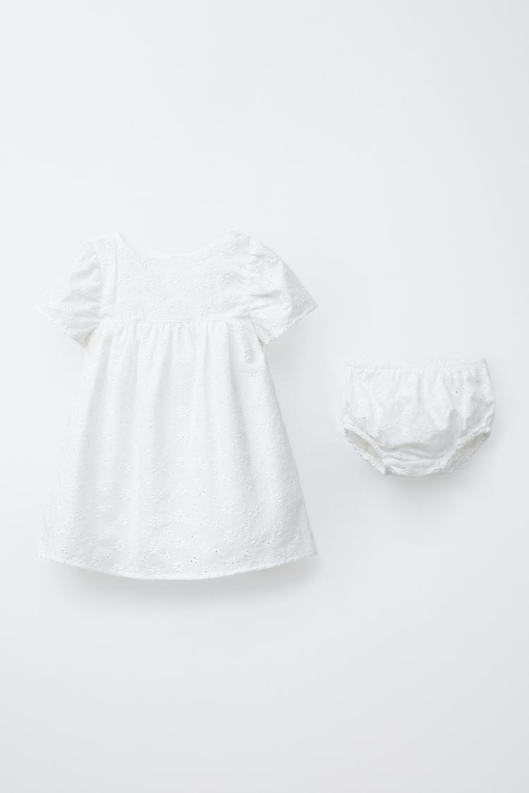 JURK EN BROEKJE MET ZWITSERSE BRODERIE Wit ZARA Nederland