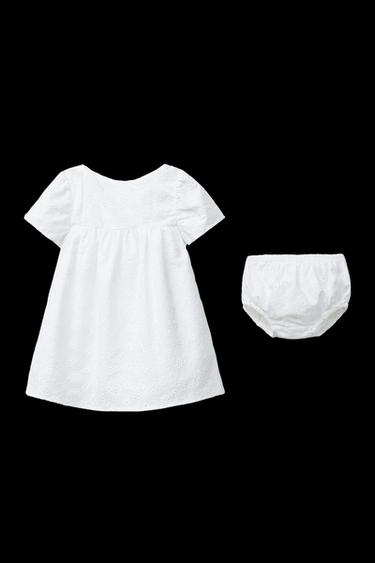 VESTIDO Y BRAGUITA BORDADO SUIZO - Blanco de Zara - Imagen 0