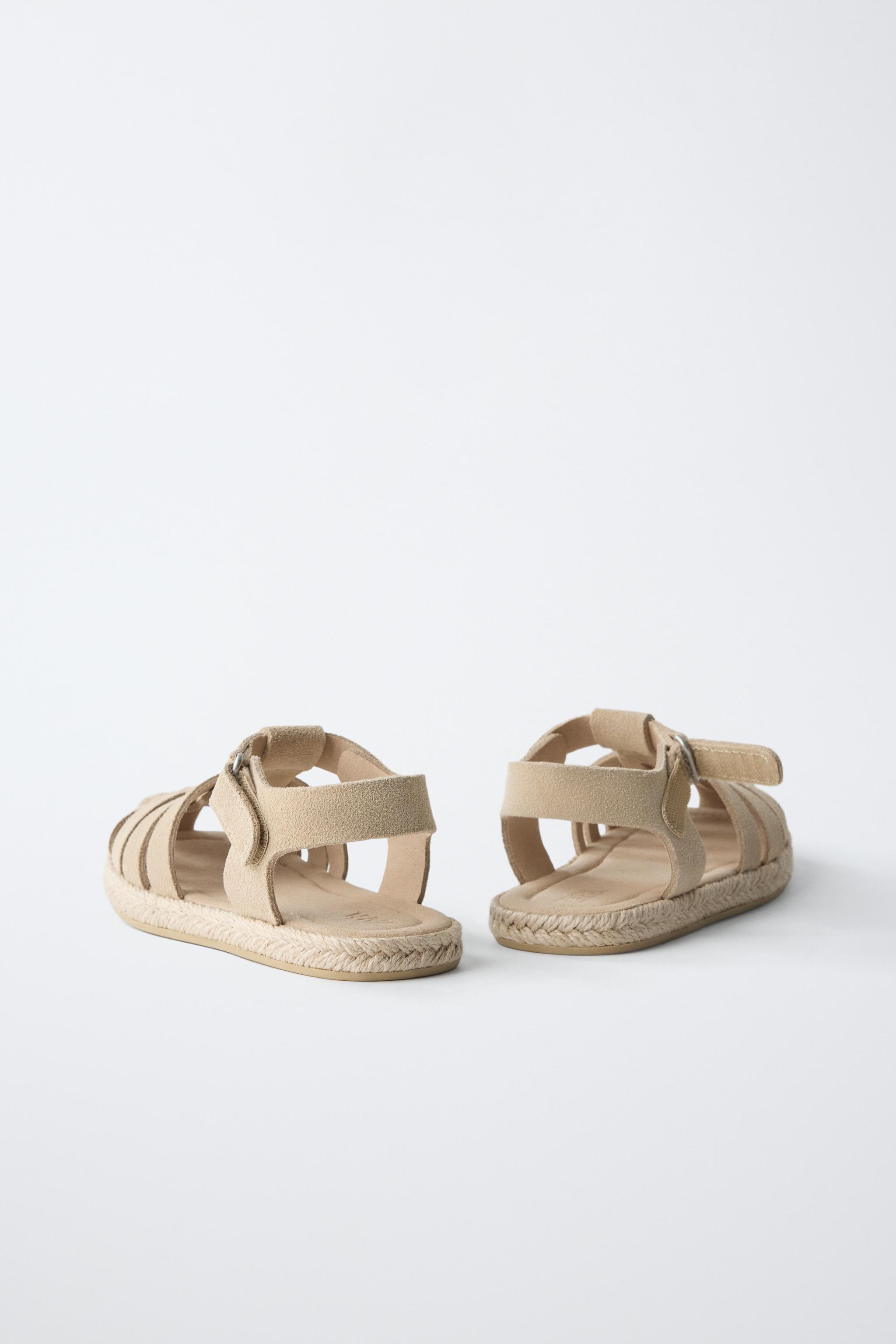 SANDALES STYLE PLAGE EN CUIR ET JUTE