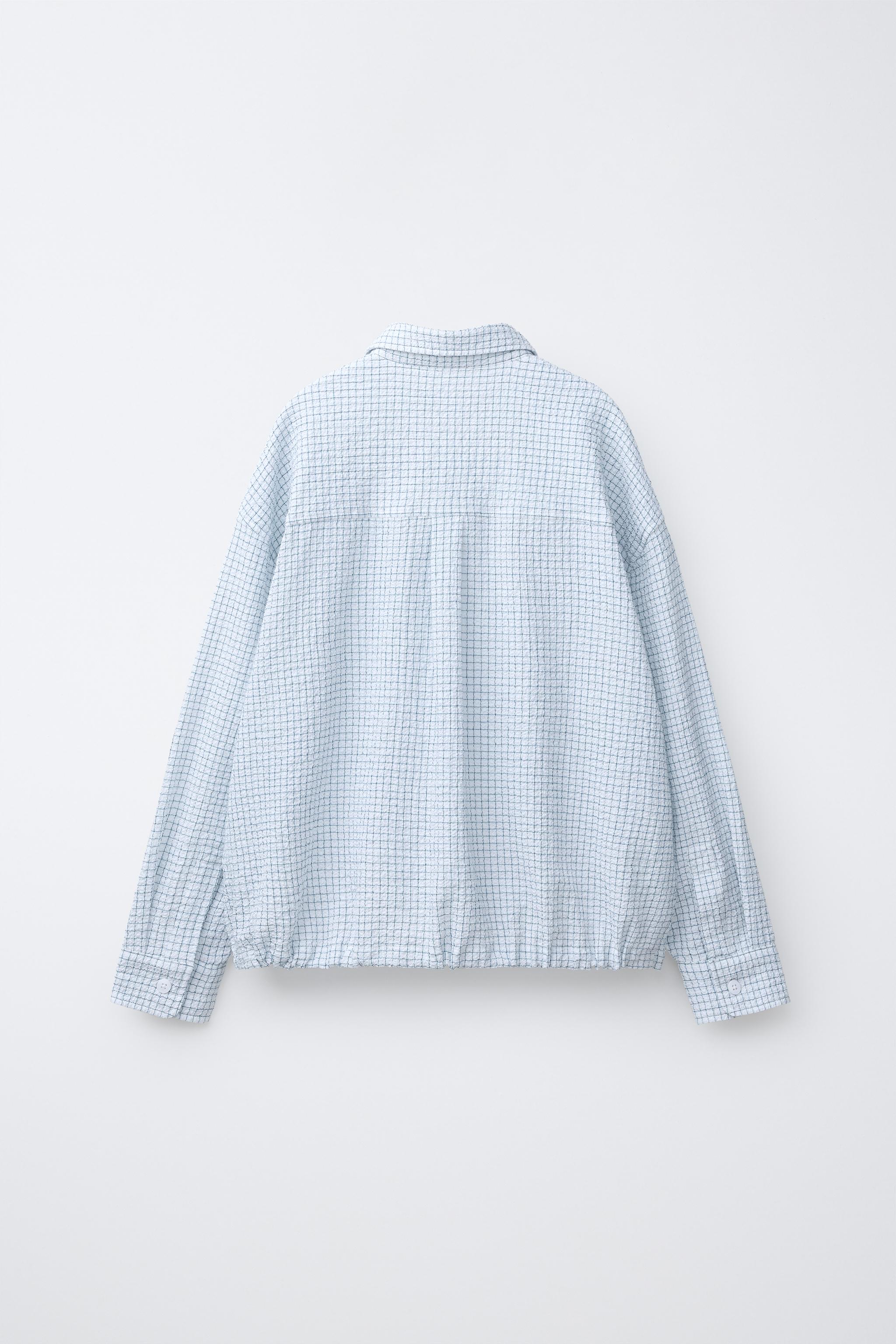 テクスチャーチェック柄シャツジャケット - ブルー | ZARA Japan / 日本