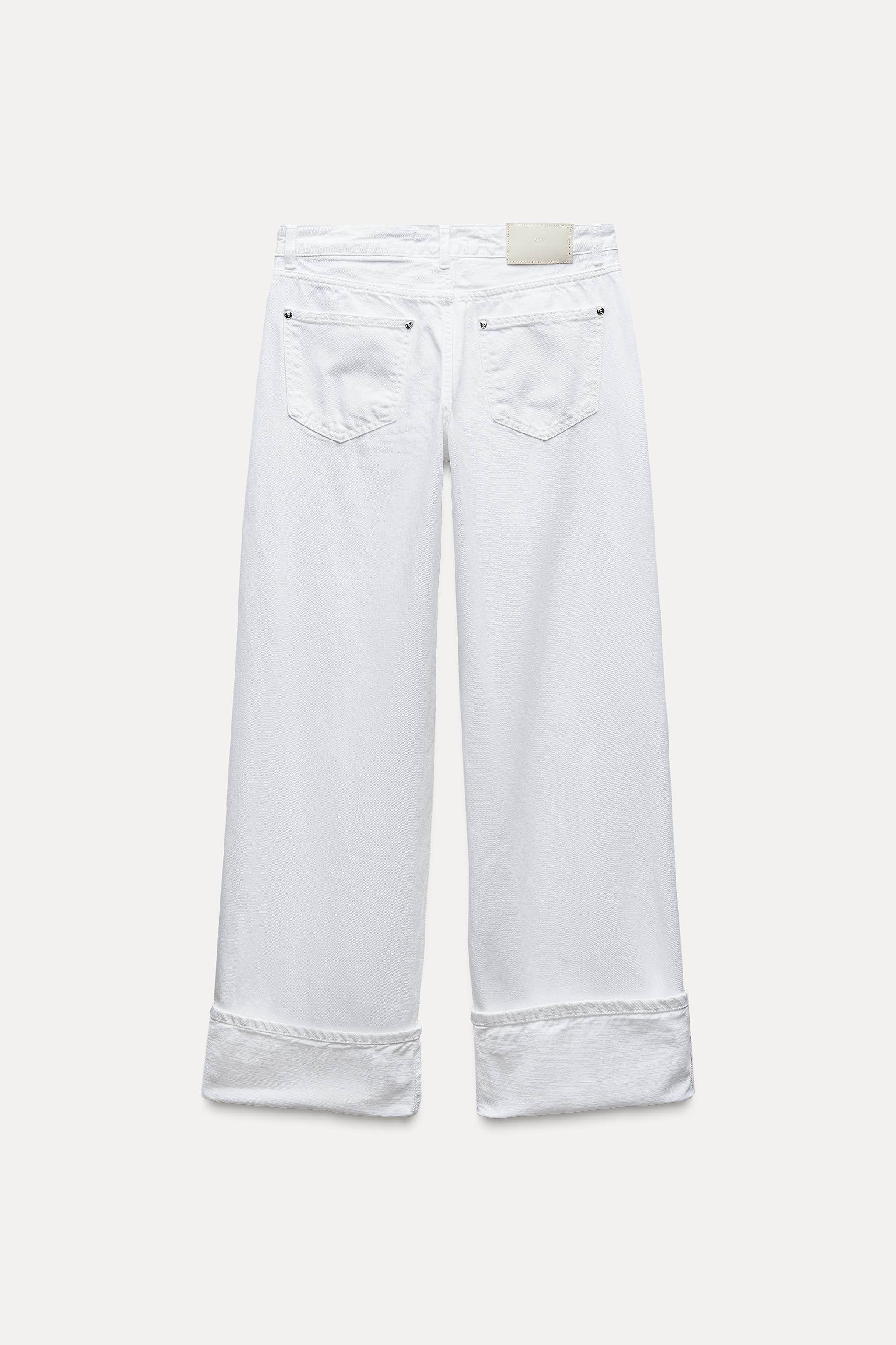 NWT Zara White Mid Rise Super Wide Leg store Baggy Loose Jeans Size 6