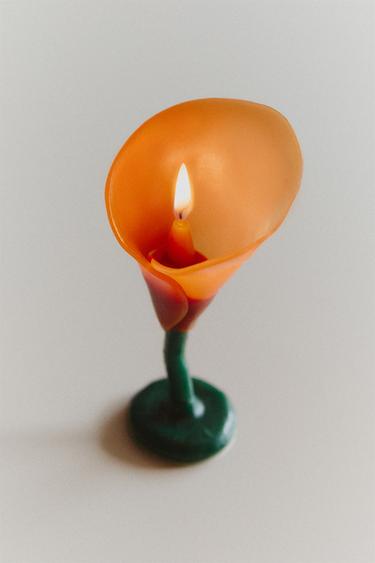 DECORATIVE FLORAL CANDLE - Orange by Zara