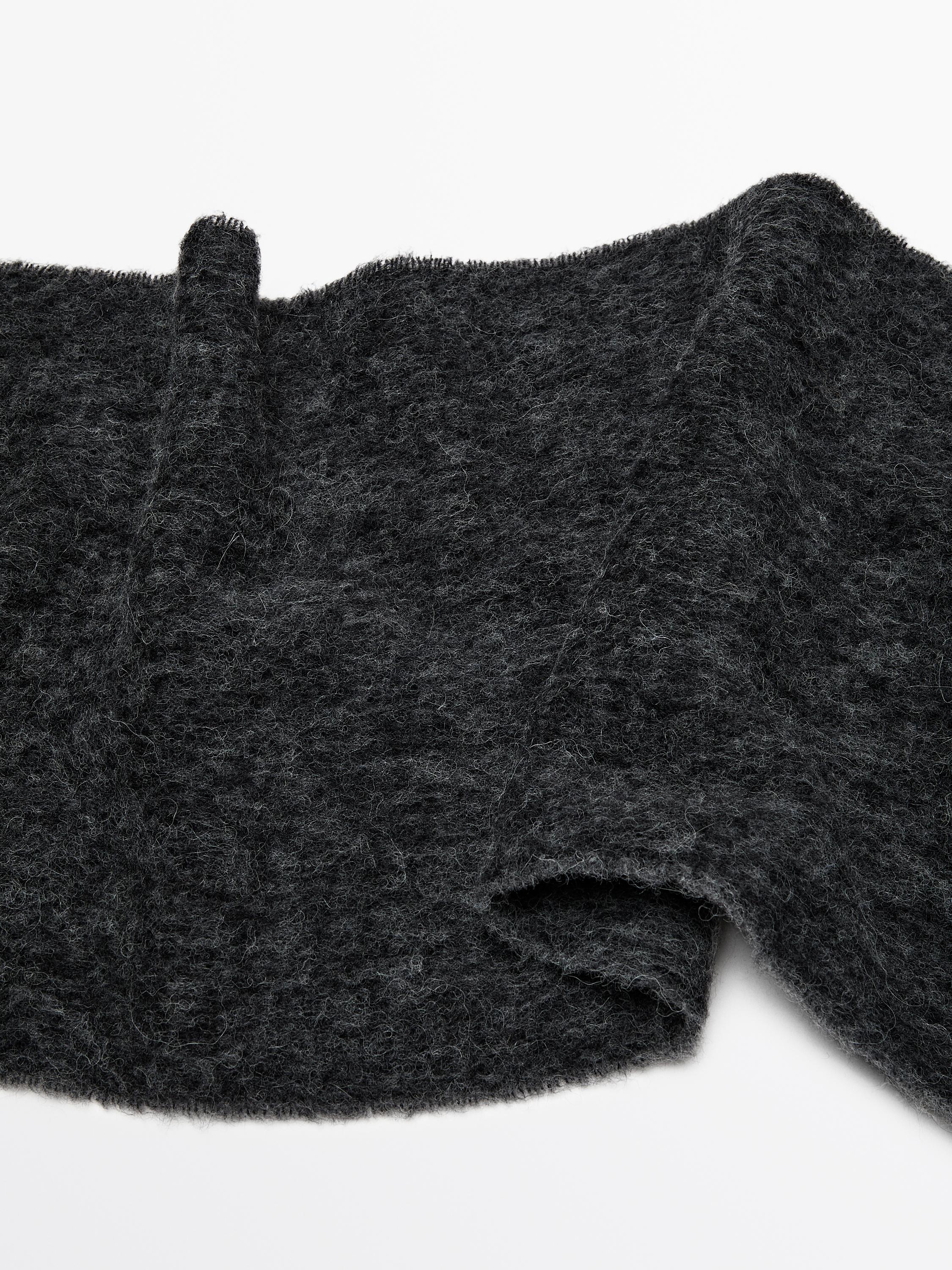 Alpaca blend knit scarf with fringing