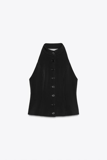 CHALECO HALTER BOTONES - Negro de Zara - Imagen 0