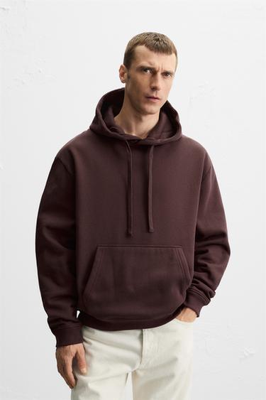سويت شيرت بيزيك بغطاء رأس - عقيقي الخاص بـ Zara