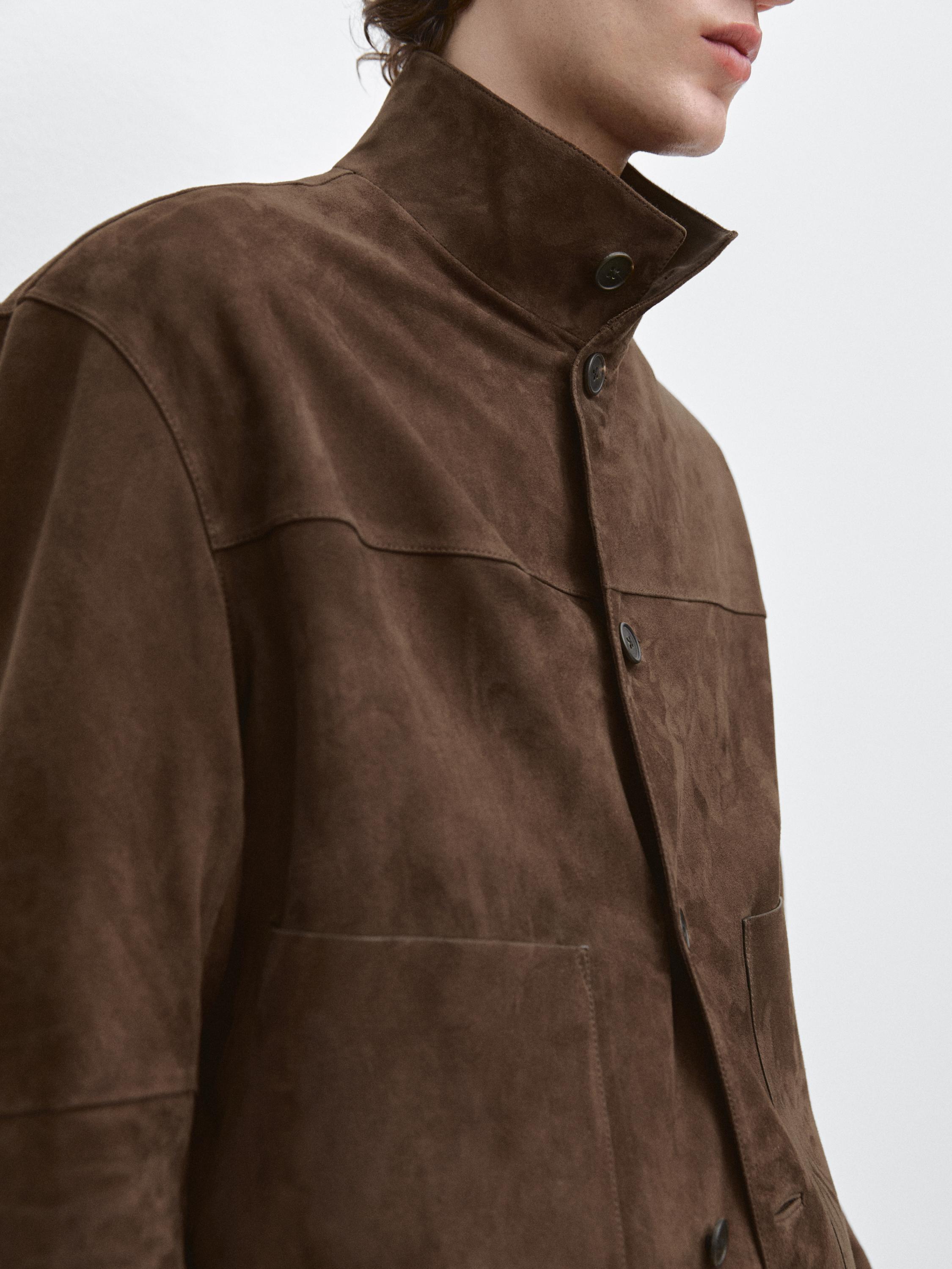 Blouson en cuir et daim