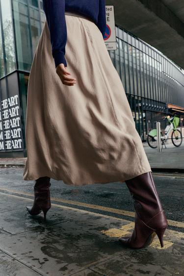 LEATHER HEELED BOOTS - Burgundy Red by Zara - Image 2