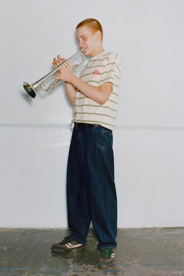 PLEATED BALLOON-FIT DENIM TROUSERS - Blue by Zara