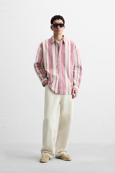 CAMISA ESTRUCTURA RAYAS - Rojo de Zara - Imagen 0