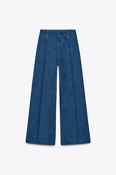Zara ZW COLLECTION HIGH WAIST WIDE LEG JEANS - Blue - Image 0