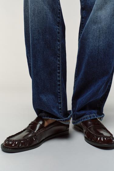 Zara PATENT EFFECT LOAFERS - Burgundy Red
