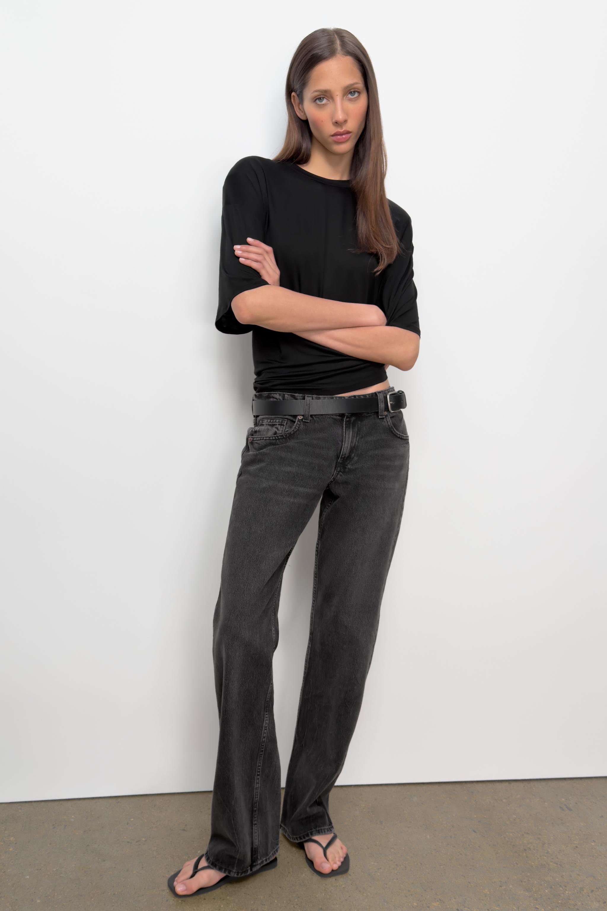 レディースワイドレッグブラックジーンズ | ZARA 日本