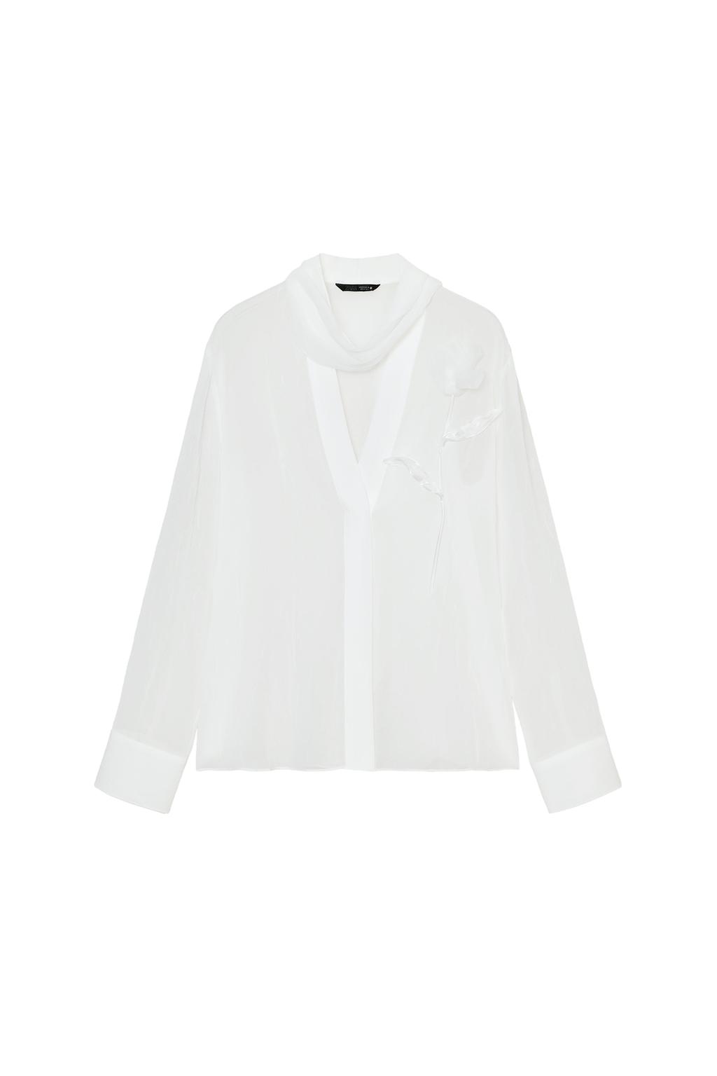 SEMI-SHEER FLOWER BLOUSE - image 3