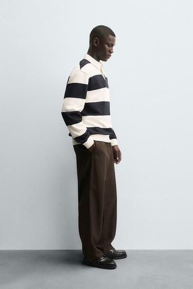 CONTRAST COLLAR POLO SWEATSHIRT - Ecru / Navy by Zara - Image 3