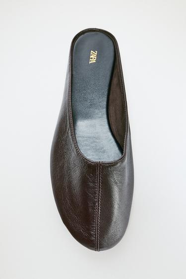 LEATHER SLINGBACK SHOES - Chocolate Brown by Zara
