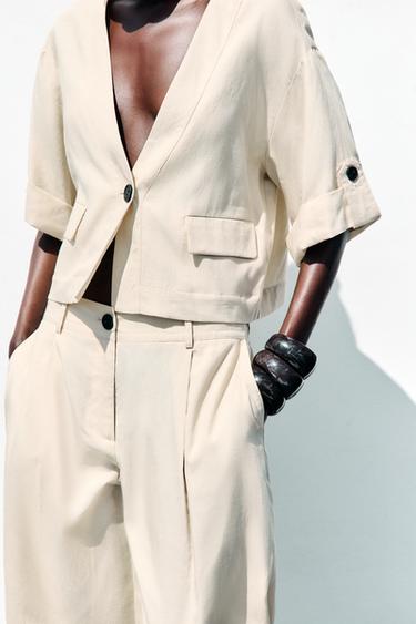 VESTE À MANCHES RETROUSSÉES - Sable de Zara - Image 4
