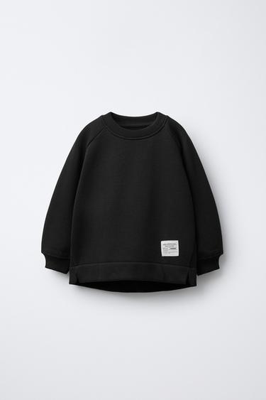 Zara 素色標籤運動衫 - 黑色