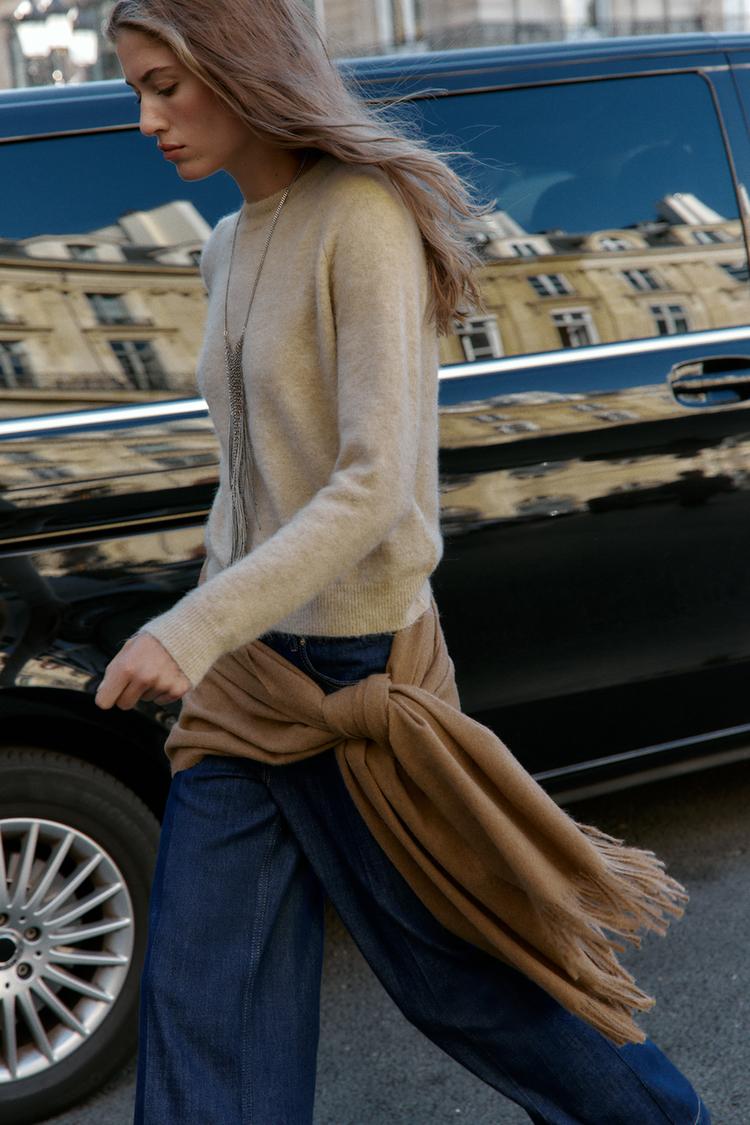 WOOL AND ALPACA BLEND JUMPER Ecru ZARA Canada