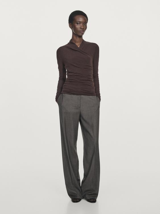 Draped long sleeve T-shirt