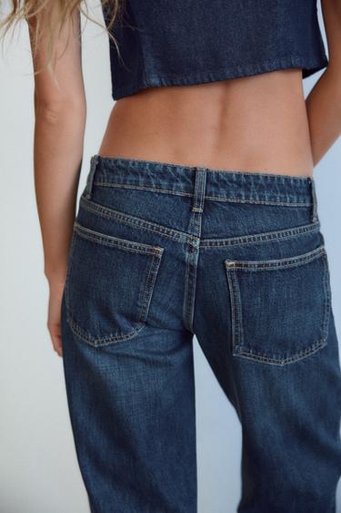 TRF WIDE-LEG LOW-RISE JEANS - Navy blue by Zara