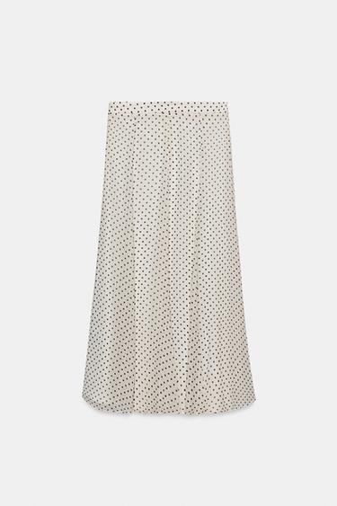 JUPE MI-LONGUE À POIS ZW COLLECTION - Blanc / Noir de Zara - Image 7