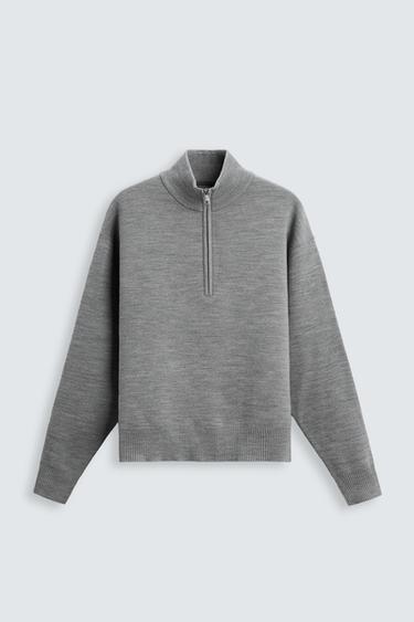 JERSEY CUELLO CREMALLERA SOFT - Gris de Zara