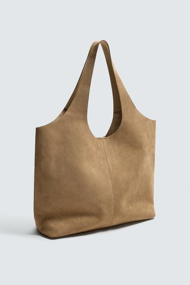 LEATHER TOTE BAG - Sand Brown by Zara - Image 1