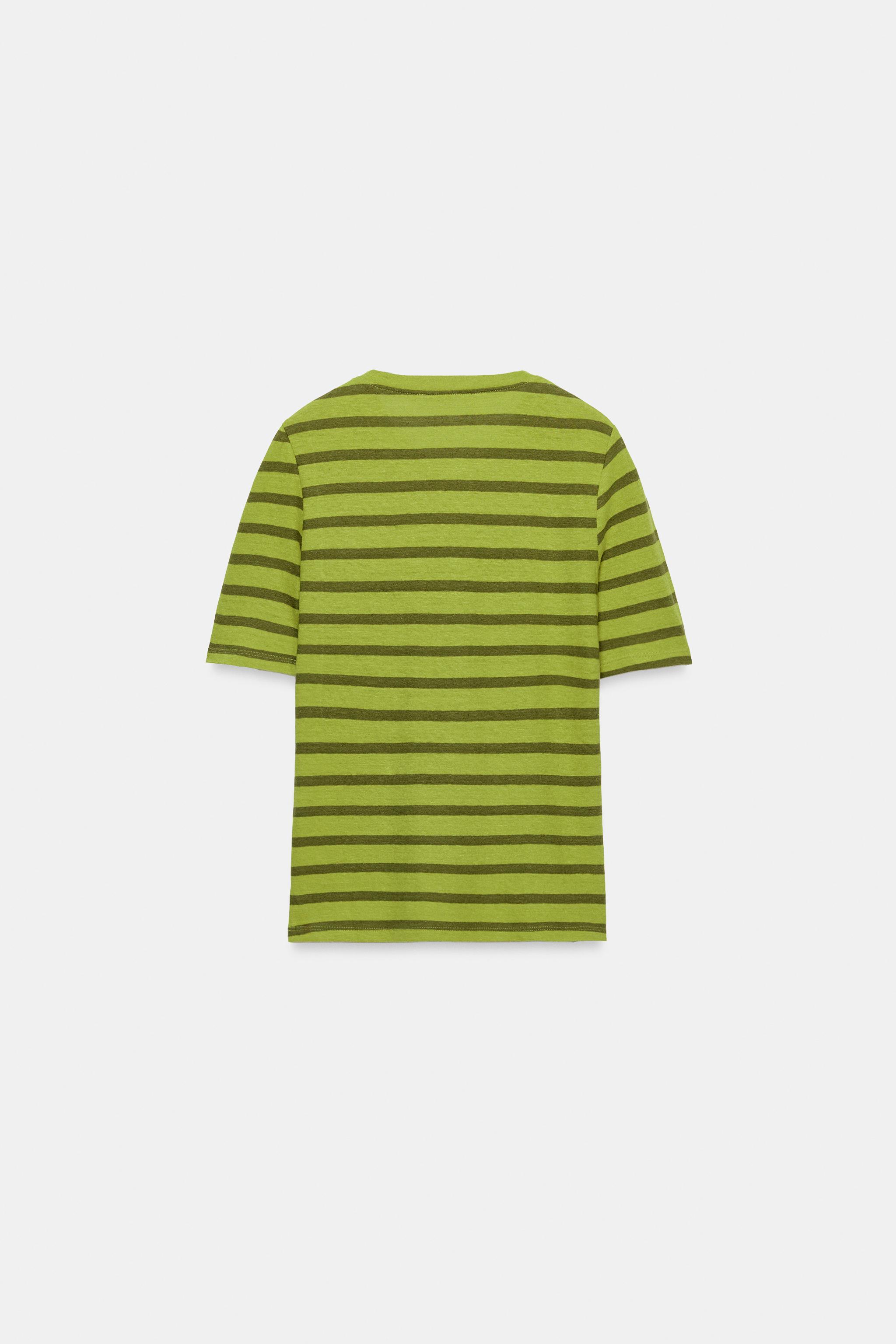 Zara KETEN KARIŞIMLI DÜĞMELİ T-SHIRT görsel 5
