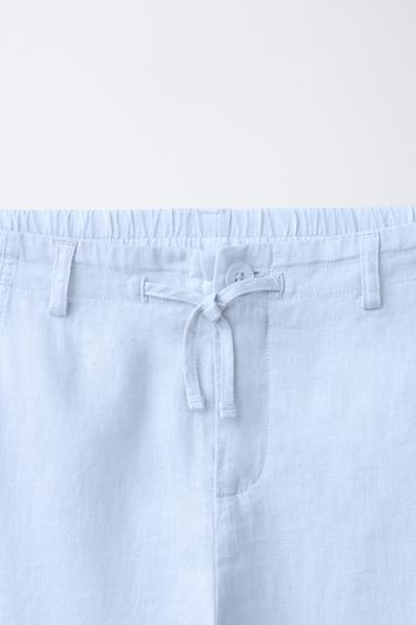 PANTALON BARREL AVEC LIN - Bleu ciel de Zara - Image 2