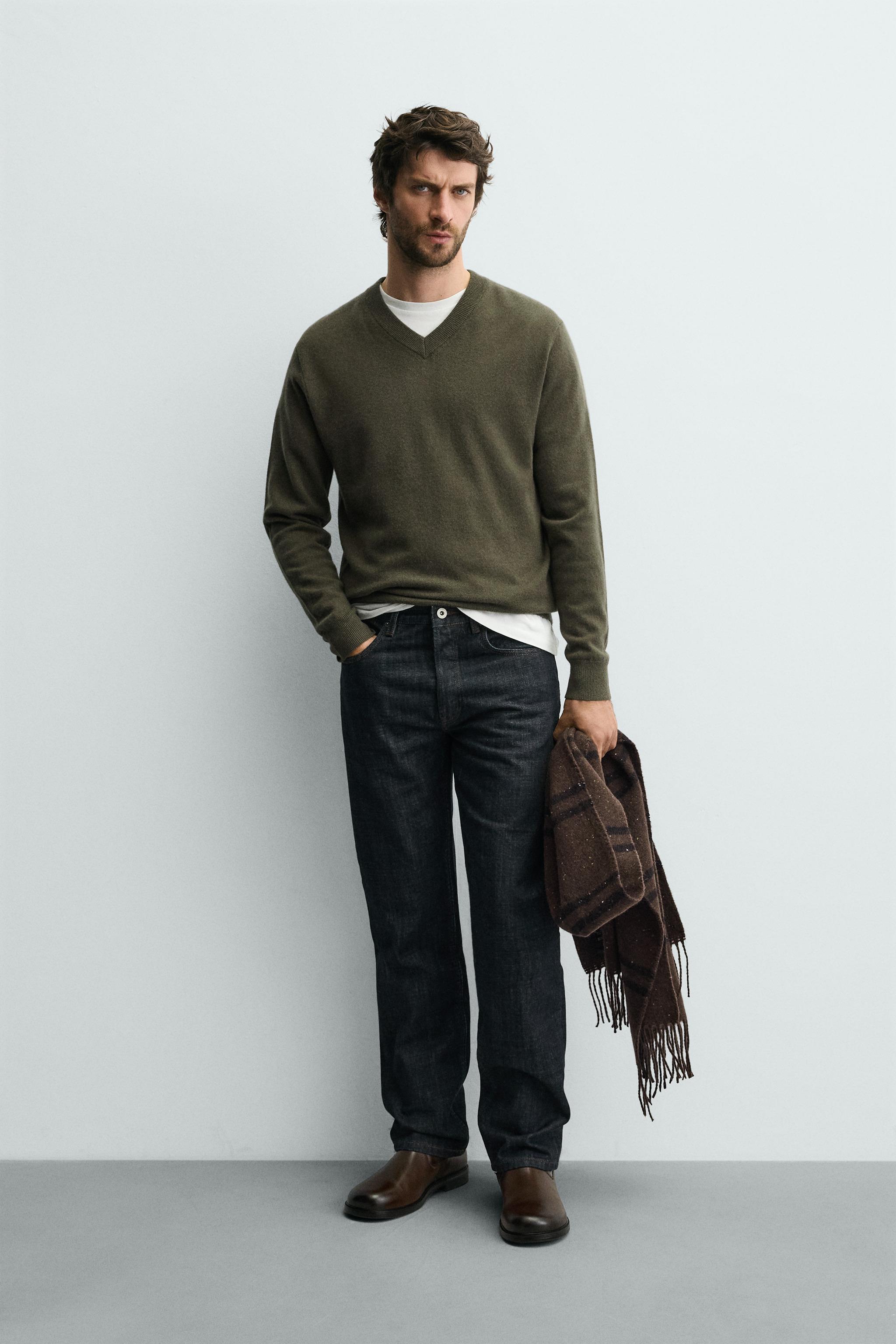 100% WOOL V-NECK JUMPER - Moss green | ZARA United States