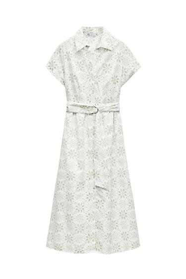 RUBBERISED EMBROIDERY MIDI DRESS