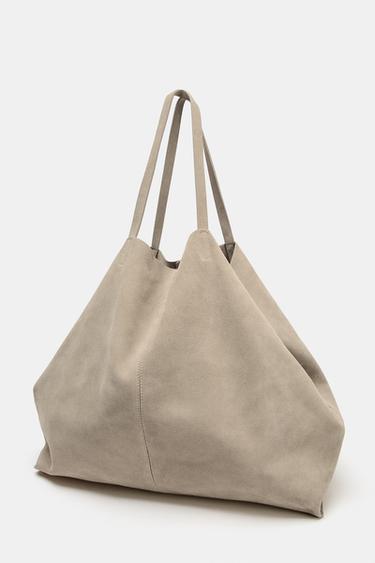 SAC MAXI SHOPPER EN CROÛTE DE CUIR - SABLE/MARRON de Zara - Image 3
