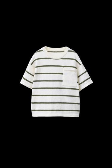 GESTREIFTES STRICK-T-SHIRT - Khaki von Zara - Bild 0