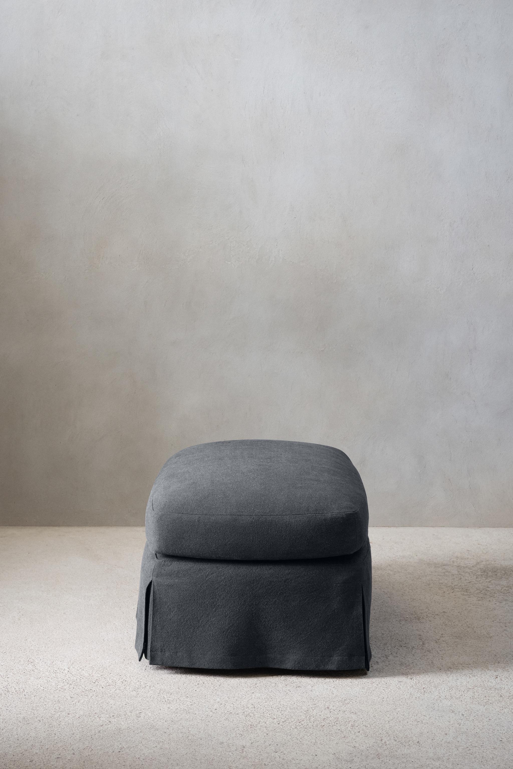 FOOTSTOOL 01 COTTON COVER — MIDNIGHT BLUE