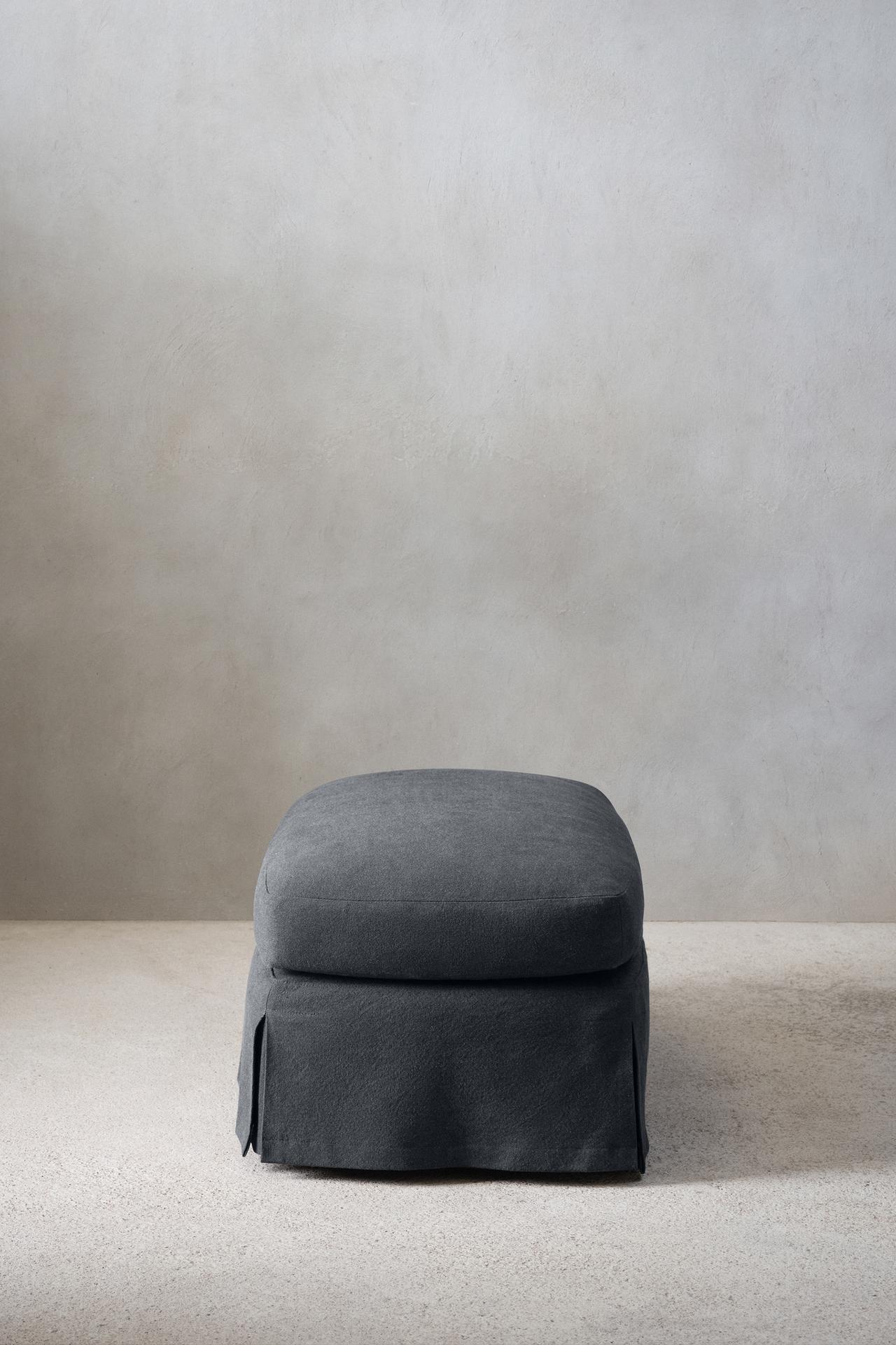 FOOTSTOOL 01 COTTON COVER — MIDNIGHT BLUE