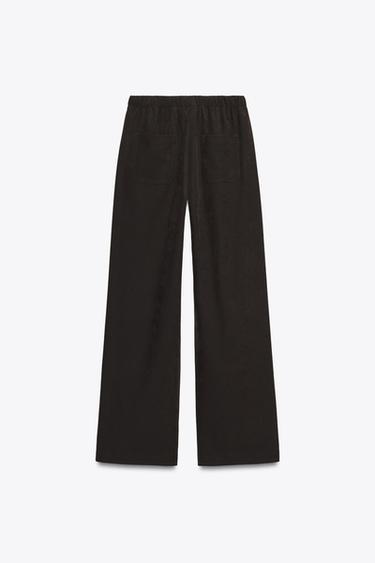 WIDE-LEG TROUSERS - Dark brown by Zara - Image 5